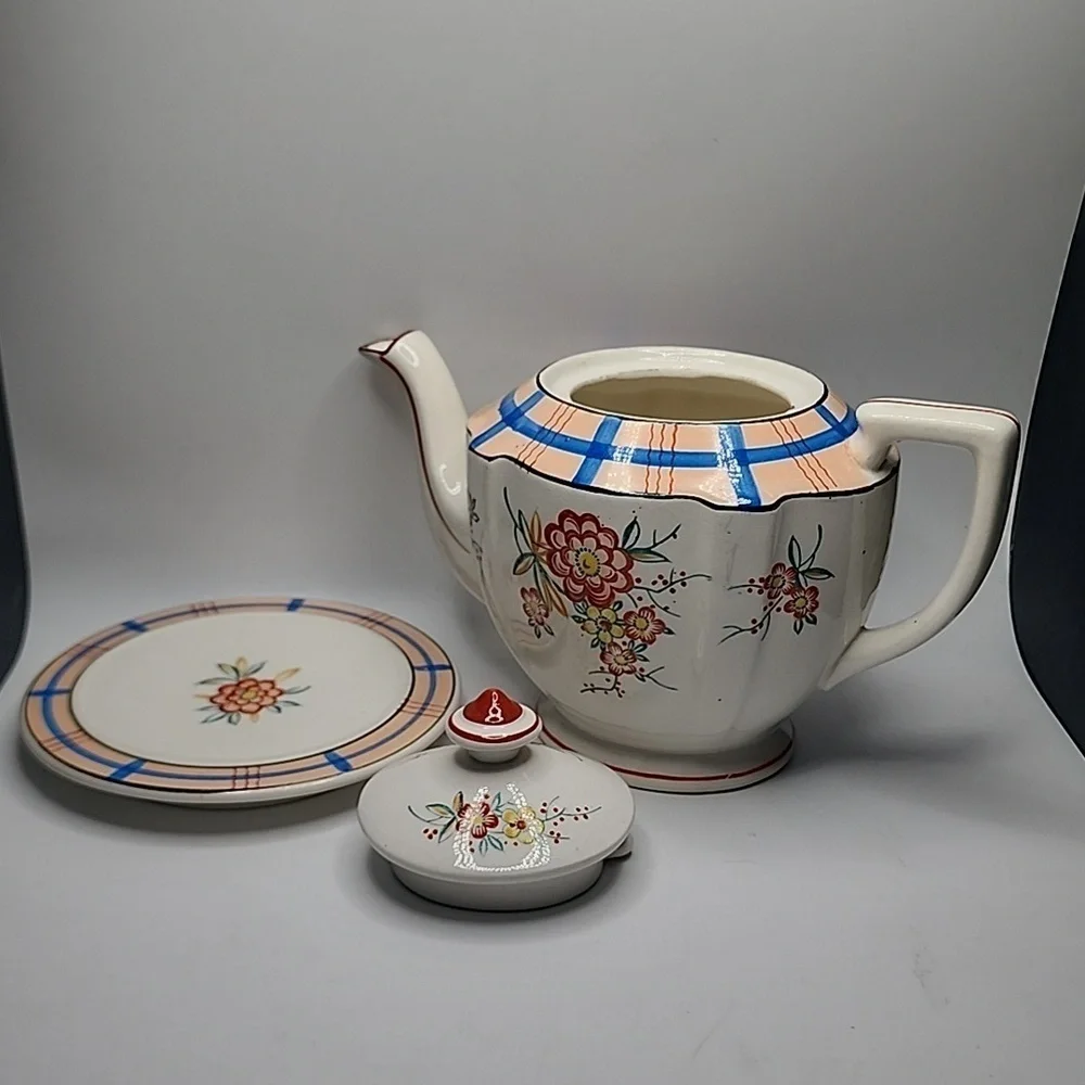 Teapot with Trivet Handpainted Made in Japan Vintage Collectible